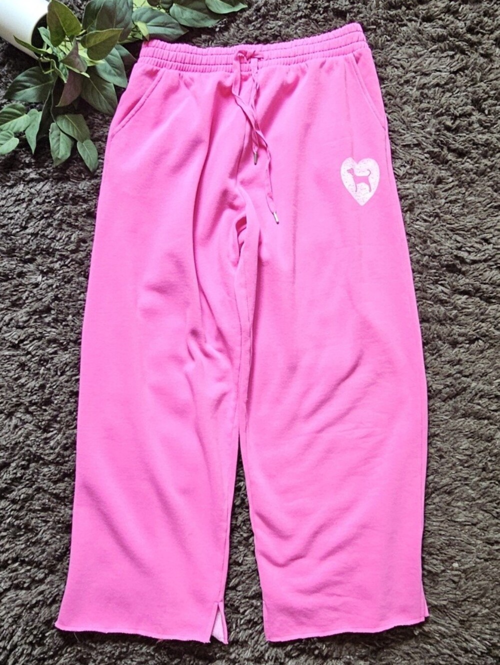 Victoria’s Secret large PINK Campus Fleece™ Wide-Leg Split-Hem Sweatpants